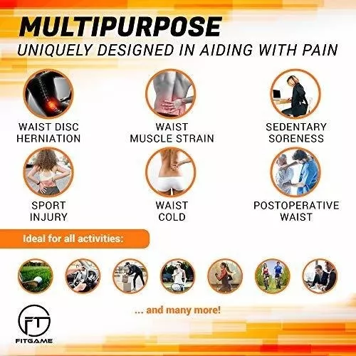  FITGAME faja lumbar para alivio del dolor, para ciática, hernia  de disco y escoliosis, para hombres y mujeres, correas ajustables y  almohadilla lumbar extraíble : Salud y Hogar