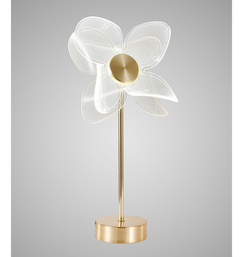 Abajur Moderno Dourado Flowers 3 Cores De Luz 5w Bivolt