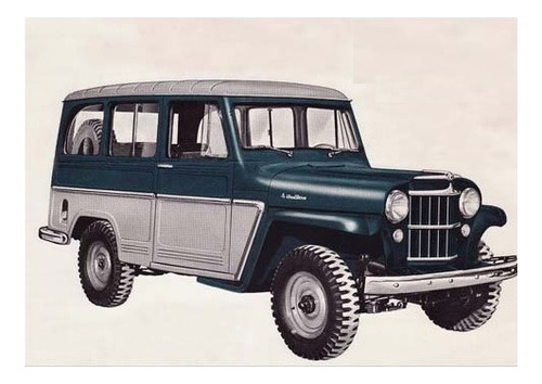 Quadro 20x30: Willys Rural - 1951 / Azul Marinho / Novo Okm.