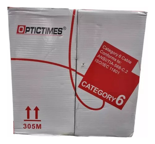 Cable Optictimes (305mtrs)/categoria 6 100%cobre