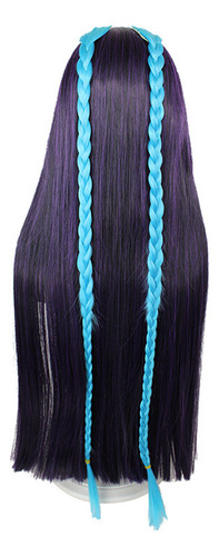 Peluca Para Cosplay, 80 Cm, Color Azul Oscuro, Trenzas Divid