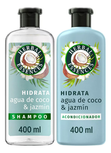 Pack Shampoo + Acondicionador Herbal Essences Agua De Coco & Jazmín 400ml