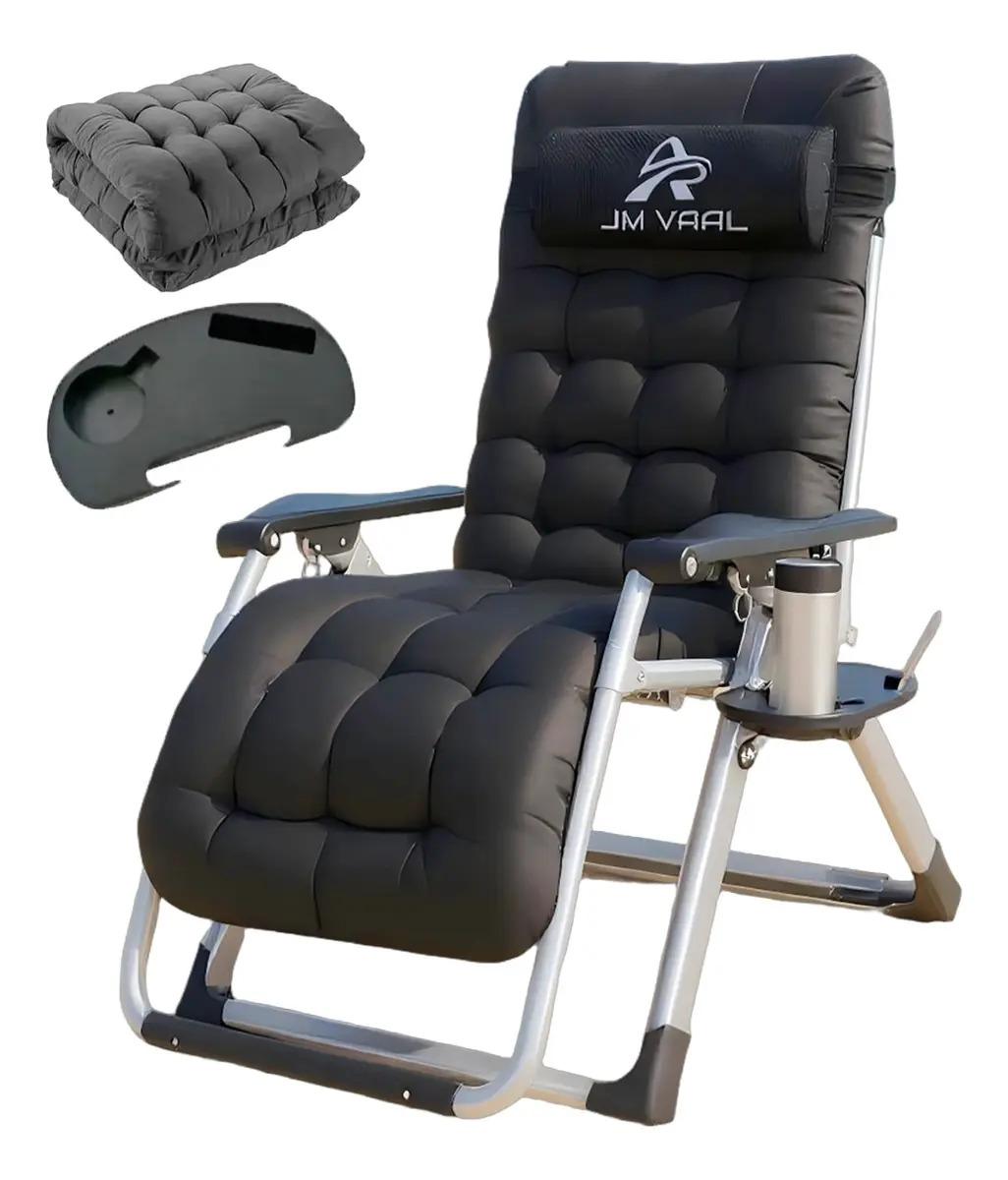 Silla Camastro Plegable Con Colchón Ajustable En 180 Jm Vaal Color Negro 1.78 m x 66 cm