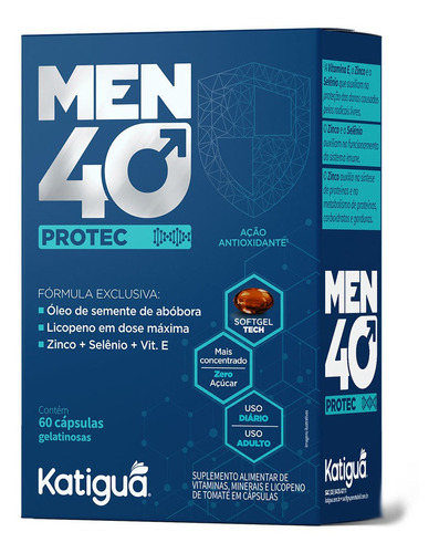 Suplemento Men 40 Protec Licopeno Zinco Softgel 60cp Katiguá Sabor sem sabor 60 capsulas