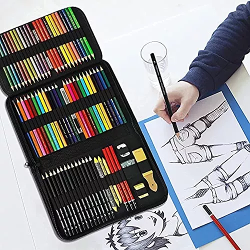 FUNSTAR Juego de lápices de dibujo, 51 piezas de kit de arte profesion