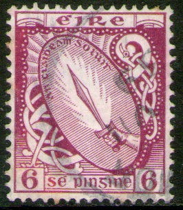 Irlanda Sello Usado Espada De Luz X 6 Pence Años 1922-24