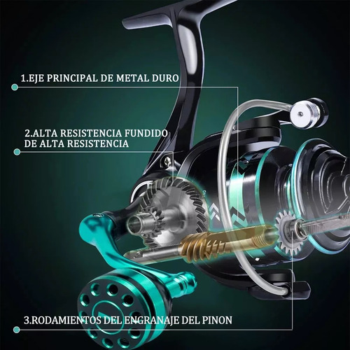 Carrete De Pesca Giratorio Profesional 5:2:1 He-7000 12 Ejes
