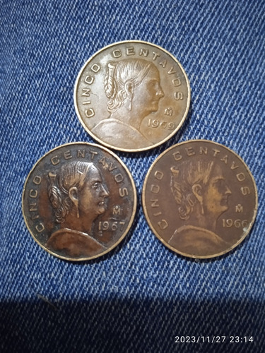 Moneda De Cinco Centavos  De 1966, 1967 Y 1969
