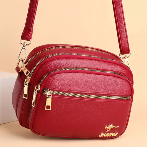 Bolso De Hombro De Mujer De Moda Fiesta Liso Cuero 3 Capas