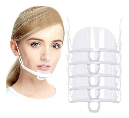 50 Piezas Cubrebocas Transparente De Mentón Antisaliva Plast Color Blanco