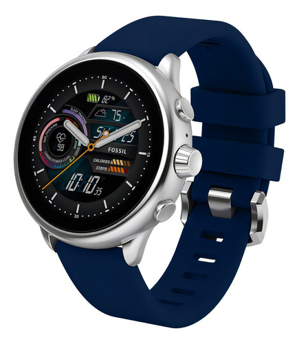 Smartwatch Fossil Hombre Gen 6 Wellness Silicon Color De La Caja Azul