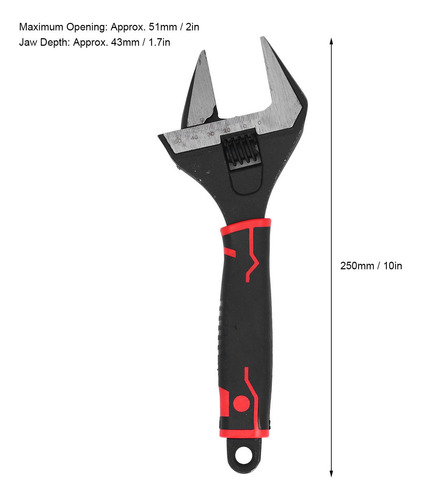 Llave De Mordaza Ancha De 10 Pulgadas, Boca Ajustable, Acero