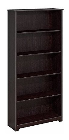 Bush Muebles Cabot 5 Repisas Librero, Espresso Roble.