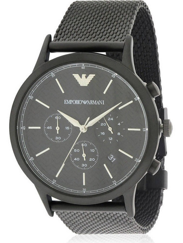 Emporio Armani Negro De Acero Inoxidable Cronógrafo Reloj