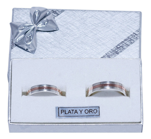 Imagen 2 de 10 de Par Alianzas Plata 925 Oro 18k Cinta Plana Grabadas Garantía