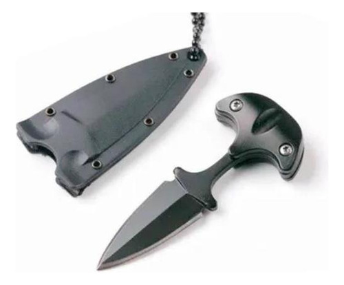 Cuchillo táctico Lux Mini Faca Push T Dagger Fulltang Com Corrente Pescoço color negro