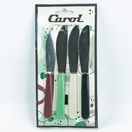 Set X4 Cuchillo Untador Carol Acero Inox Para Untar Colores 