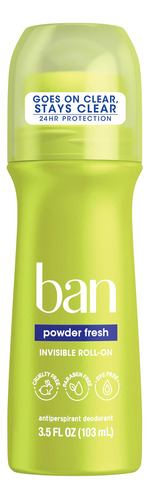 Ban Desodorante Antitranspirante Roll-on, Polvo Fresco, 3.5.