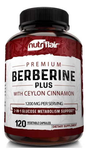 Premium Berberine Hcl +canela Ceylan 1200 Mg-120cáps ,