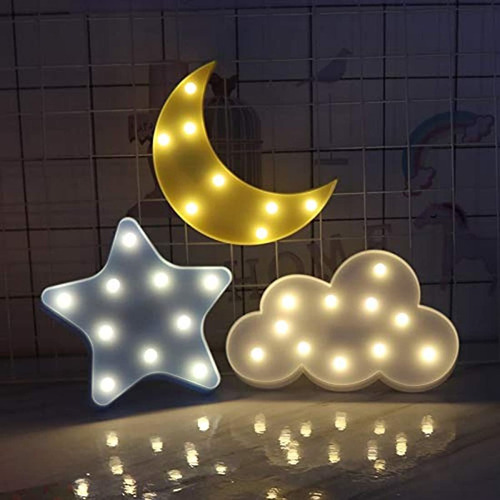 Pannow - Lámpara De Noche Con Diseño De Pequeño Nube 3d, Par