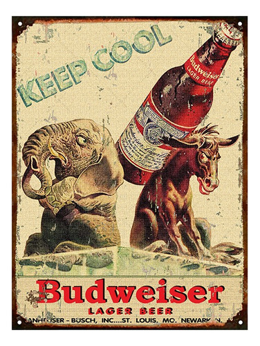 Cartel De Chapa Publicidades Antiguas Cerveza Budweiser L552