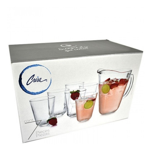 Imagen 7 de 7 de Juego De Jarra Y Vasos 7pz Vidrio Resistente 1.7l Calypso