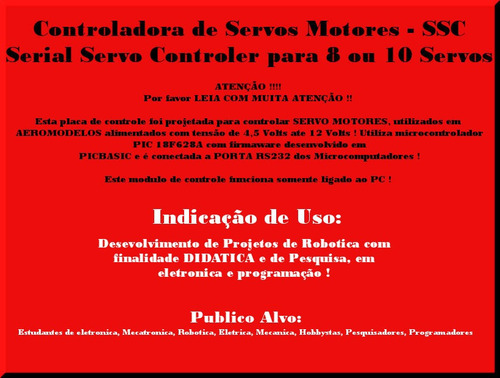 Imagem 2 de 10 de Controlador Servo 8 Canais Robótica Robô Automação Pic Rc