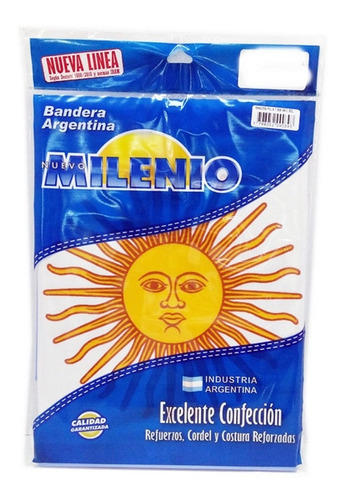 Bandera Argentina Milenio 45 X 72 Cm Poliamida Con Sol