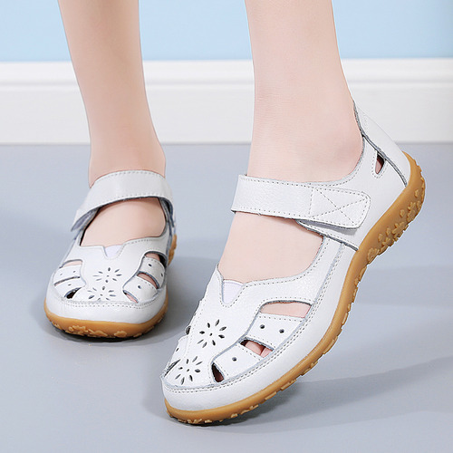 Sandalias Casuales Para Caminar De Cuero Con Punta Cerrada P