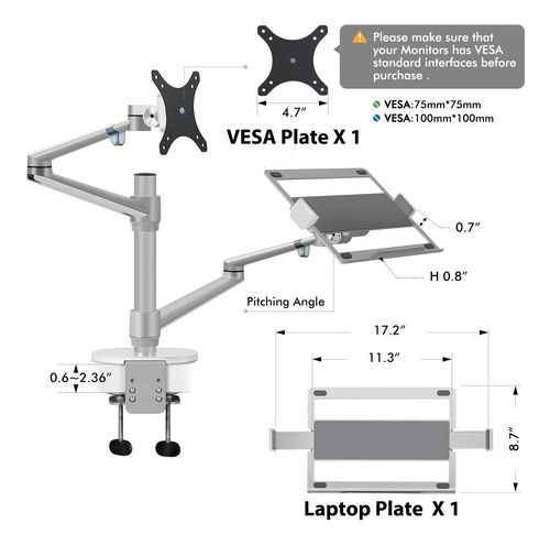 Soporte 2 En 1 Viozon, Para Monitor Y Laptop, Aluminio