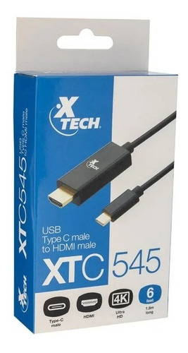 Imagen 1 de 3 de Cable Usb-c A Hdmi 4k Marca Xtech Xtc-545 Ctman.