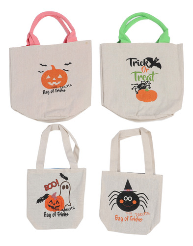 Bolsa De Lona Trick Or Treat, 4 Unidades, Caramelos Y Aperitivos Individuales