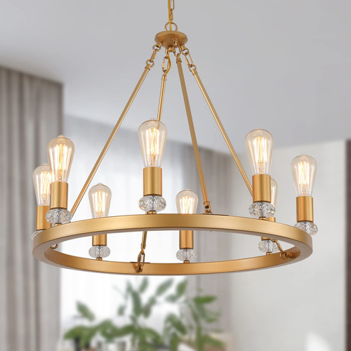 Meixisue Candelabro Rueda Vagon Dorado 8 Luz Redondo Metal