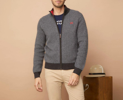 Exclusivo Sweater Con Cierre Completo La Martina Lambs Wool 