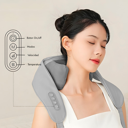 Masajeador De Cuello Y Hombros Shiatsu Recargable Gris Ozu