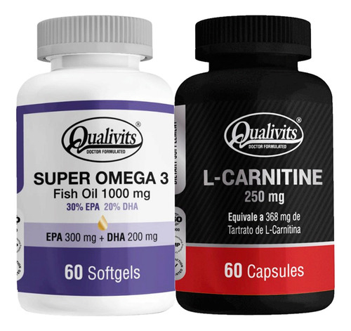 Carnitina 250 Mg X 60 + Super Omega 3 X 60 Caps - Qualivits