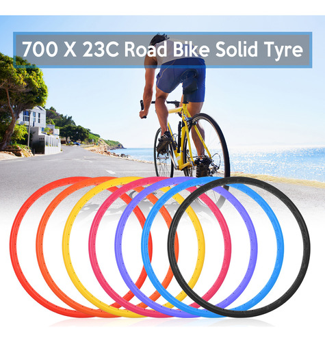 Bicicleta Sin Cámara Tire 700x23c, Neumático Sólido, Rueda D