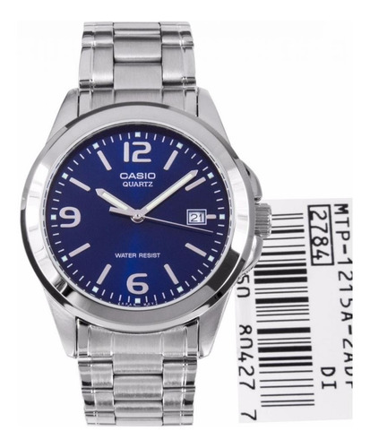 Reloj Casio Mtp 1215a 2a Lujoso Para Hombre Plateado/azul