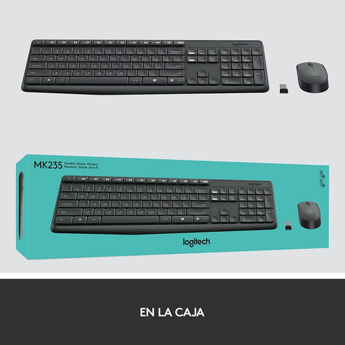 Imagen 5 de 7 de Teclado + Mouse Logitech Mk235 Inalámbrico Usb Español Negro