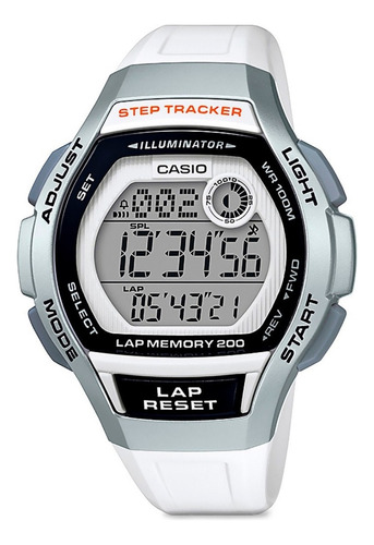 Reloj Casio Dama Lws 2000hc Contador De Pasos 200 Memorias Correa Blanco