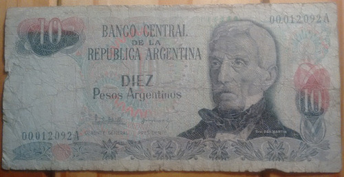 Billete - Diez Peso Argentino Serie A - Banco Central