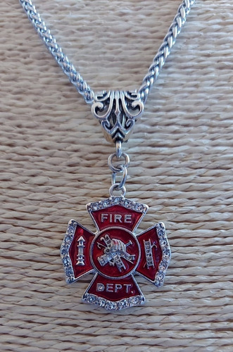 Colgante Cruz De Malta Bomberos Mujer Strass - Cadena, Dije.