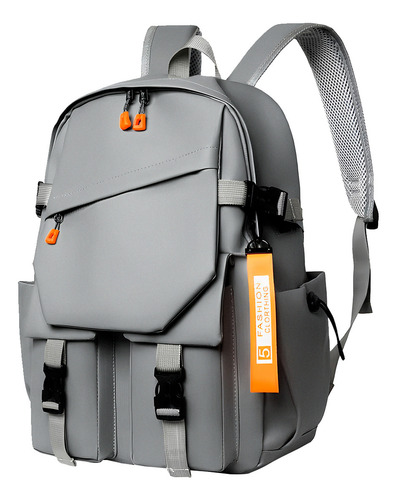 Mochila Saída Cabo Usb Escolar Faculdade Notebook Moderna Cor Cinza Desenho do tecido Liso