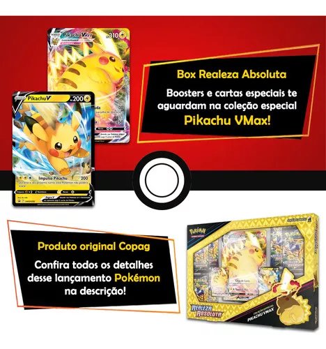 Box Pikachu VMAX Realeza Absoluta COPAG Original 8 Booster Carta