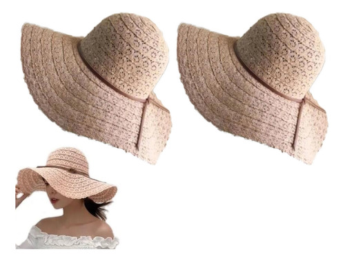 2 Pcs Sombrero Playa Mujer De Sol Playero De Visera Plegable