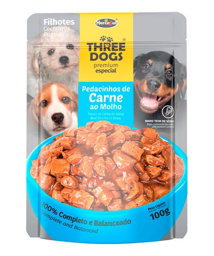 [three Dog] Sachet Original Cachorros Carne 100 Gr