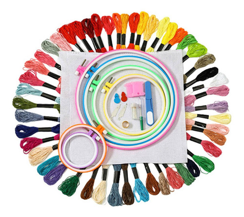 De Herramientas De 6 Aro De Plástico + Hilo De 100 Colores