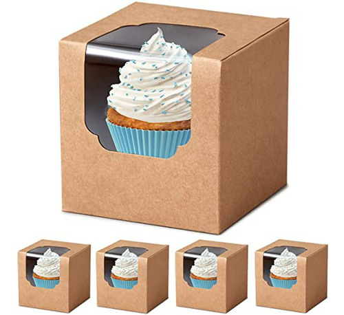 Cajas Individuales Para Cupcakes Kraft, 60 Uds, Contenedor 3