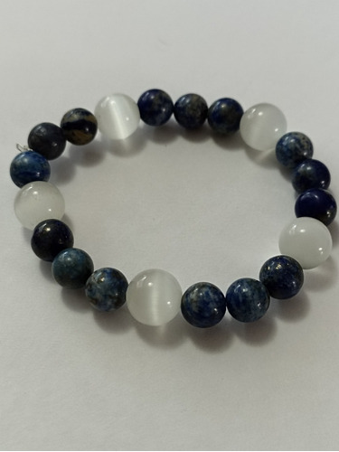 Pulsera De Lapis Lazuli Afgano Y ,  Ojo De Gato  Natural 