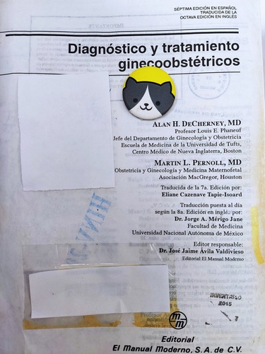 Libro Diagnóstico Y Tratamiento Gineco Obstétricos 156t8